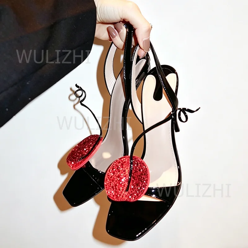 Red Lotus Leaf Crystal Wire Spring Black Sandals Women Sexy Square Stiletto Heels Open Ankle Party Luxury Evenings Summer Shoes
Red Lotus Leaf Crystal Wire Spring Black Sandals Women Sexy Square Stiletto Heels Open Ankle Party Luxury Evenings Summer Shoes