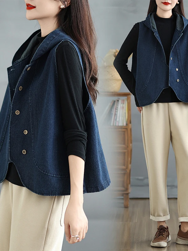 Retro Casual Denim Vest Women's Japanese Art Slimming Asymmetrical Wave Vest Comfortable Breathable Summer Top
Retro Casual Denim Vest Women's Japanese Art Slimming Asymmetrical Wave Vest Comfortable Breathable Summer Top