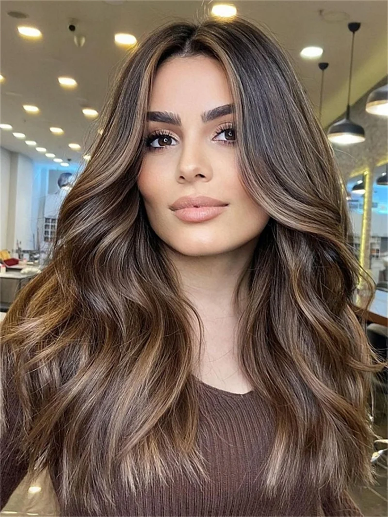 New Dark Chestnut Brown Wig Highlights Ombre Balayage Synthetic Wig For Women Middle Part Realistic Body Wave Wig Elastic Hair
New Dark Chestnut Brown Wig Highlights Ombre Balayage Synthetic Wig For Women Middle Part Realistic Body Wave Wig Elastic Hair