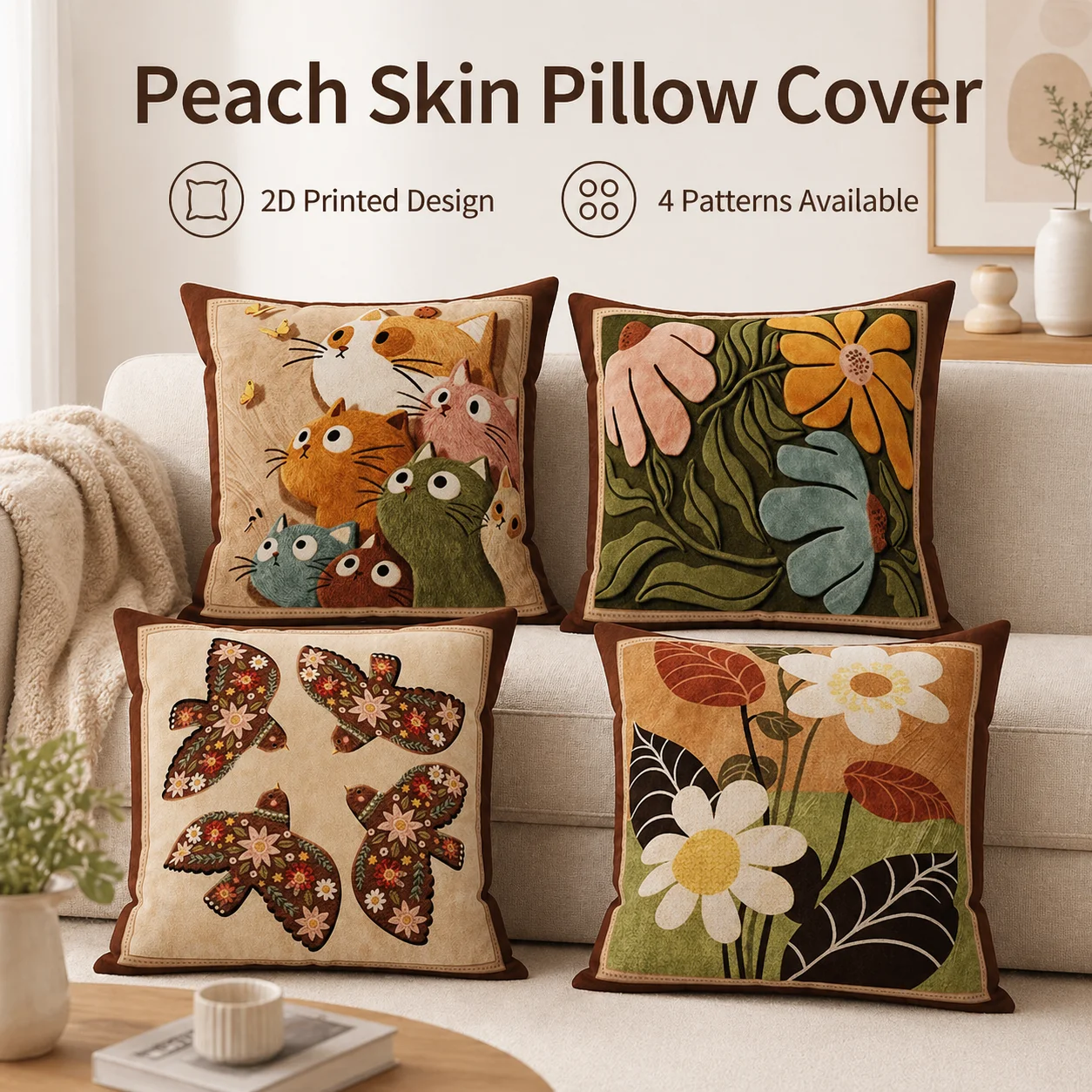 Nordic Folk Art Bird Flower Peach Skin Cushion Cover 2D Printed Throw Pillow Case for Couch Sofa Living Room Home Decor 45x45cm
Nordic Folk Art Bird Flower Peach Skin Cushion Cover 2D Printed Throw Pillow Case for Couch Sofa Living Room Home Decor 45x45cm