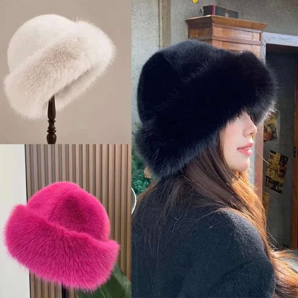 Warm Women's Winter Hat Fluffy Fur Bucket Hat for Women Plush Fisherman Hat Thicken Cold Snowy Day Panama Cap
Warm Women's Winter Hat Fluffy Fur Bucket Hat for Women Plush Fisherman Hat Thicken Cold Snowy Day Panama Cap