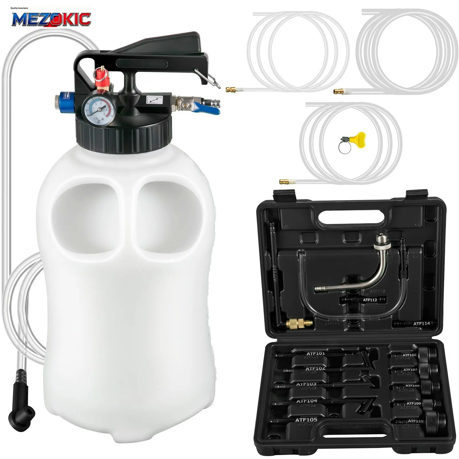 Transmission Fluid Pump 2 Way ATF Refill System Dispenser, Oil and Liquid Extractor 10 Liter Large Capacity, Automatic Transmission Fluid Pump Tool Set with 14 Pieces ATF Filler Adapters
Transmission Fluid Pump 2 Way ATF Refill System Dispenser, Oil and Liquid Extractor 10 Liter Large Capacity, Automatic Transmission Fluid Pump Tool Set with 14 Pieces ATF Filler Adapters