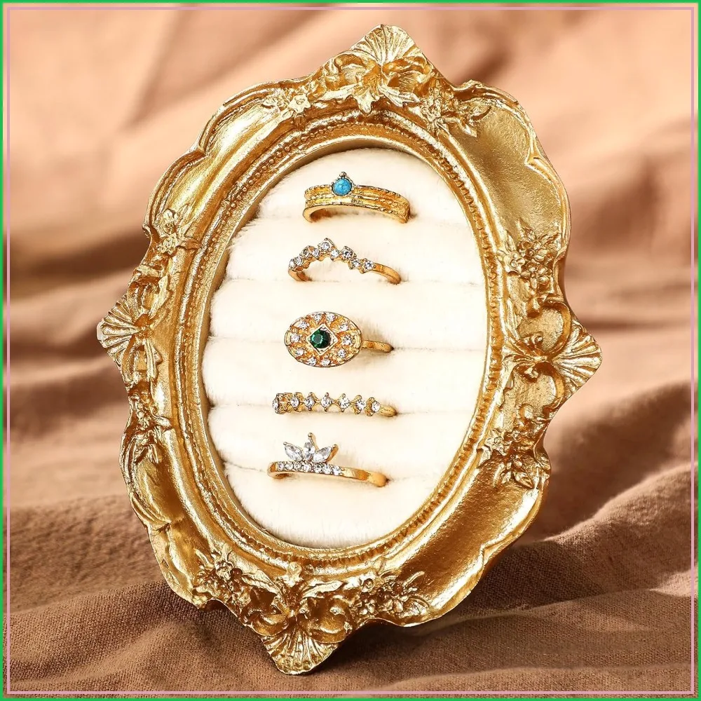 Vintage Ring Holder Oval Gold Jewelry Box Suede Wedding Display Stand Earring Tray Organizer Photograph Prop for Women Birthday Gift
Vintage Ring Holder Oval Gold Jewelry Box Suede Wedding Display Stand Earring Tray Organizer Photograph Prop for Women Birthday Gift