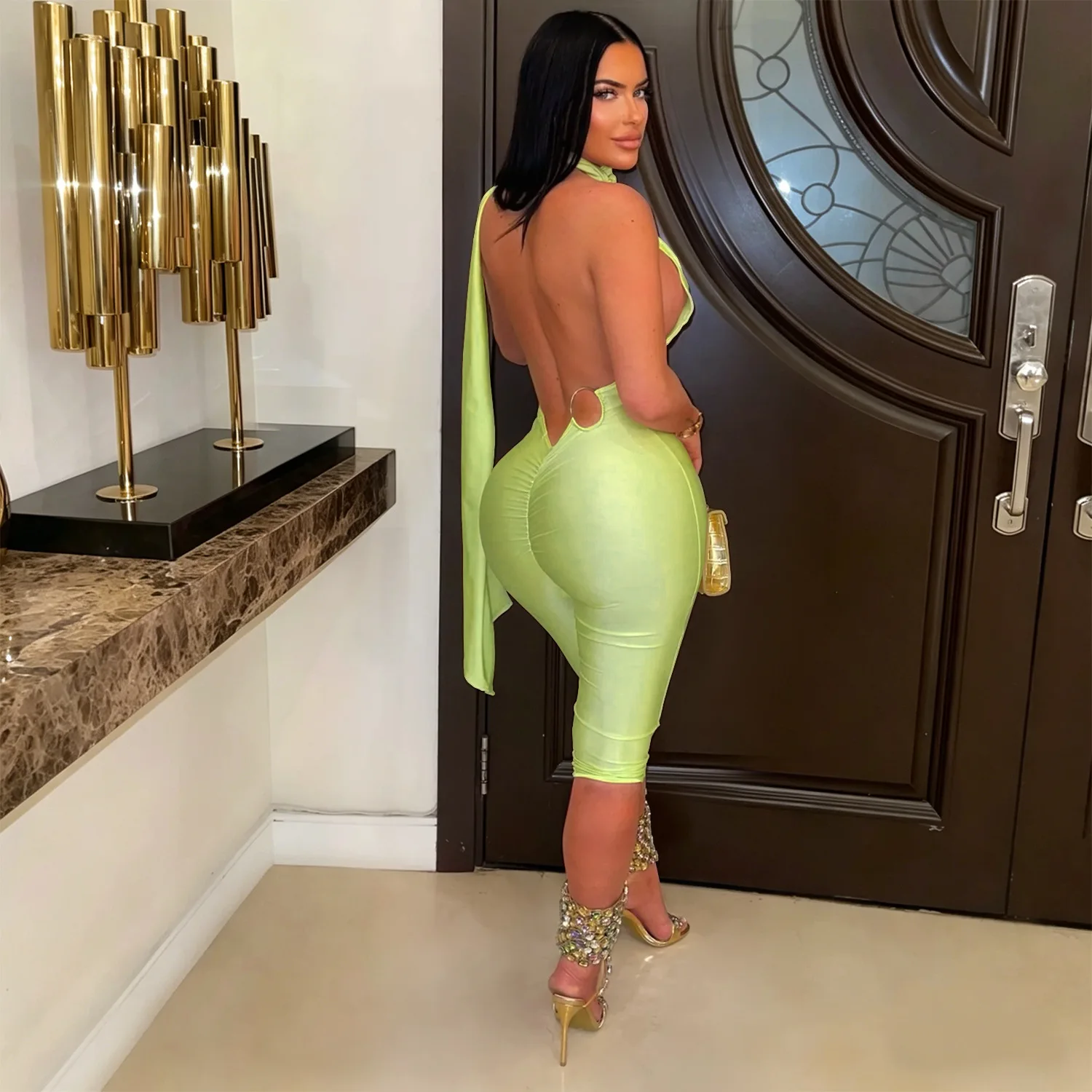 Colorful Striped Lace Up Halter Backless Knee Length Jumpsuits Women Sexy Sleeveless Ruched Skinny Fitness Street Rompers Overll
Colorful Striped Lace Up Halter Backless Knee Length Jumpsuits Women Sexy Sleeveless Ruched Skinny Fitness Street Rompers Overll