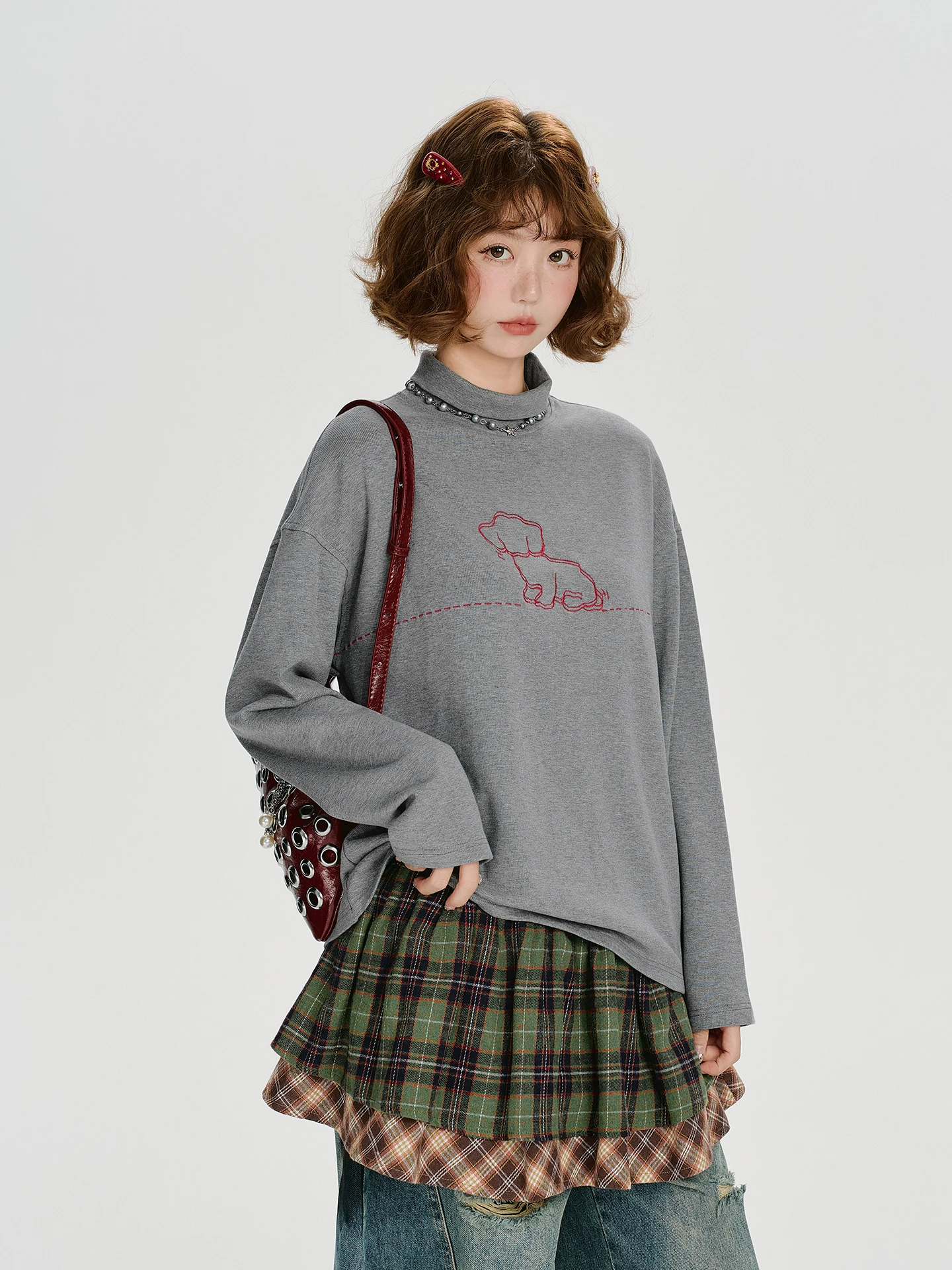 Girly American Retro Embroidered High Collar Long Sve T-irt Women Loose Base irt Top Casual Sle Loose Fit
Girly American Retro Embroidered High Collar Long Sve T-irt Women Loose Base irt Top Casual Sle Loose Fit