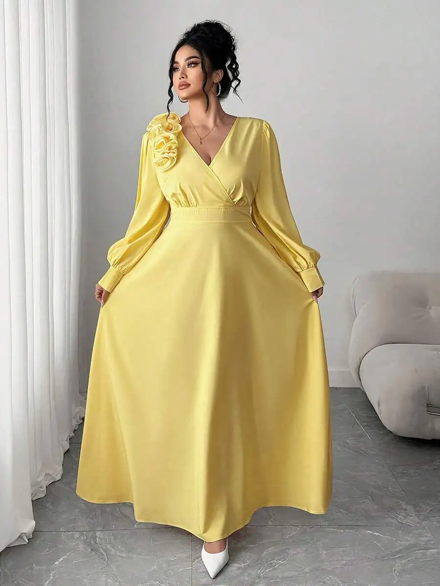 Elegant Romantic Vacation 3D Pleated Floral V-Neck Long Sleeve Cinched Waist Maxi Dress Yellow
Elegant Romantic Vacation 3D Pleated Floral V-Neck Long Sleeve Cinched Waist Maxi Dress Yellow