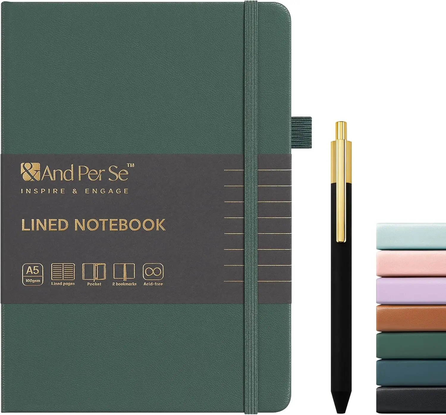 A5 Leather Hardcover Journal and Pen Set, 160 Pages 100GSM Thick Ruled Paper, Business Writing Notebook with Pen Holder (Green)
A5 Leather Hardcover Journal and Pen Set, 160 Pages 100GSM Thick Ruled Paper, Business Writing Notebook with Pen Holder (Green)