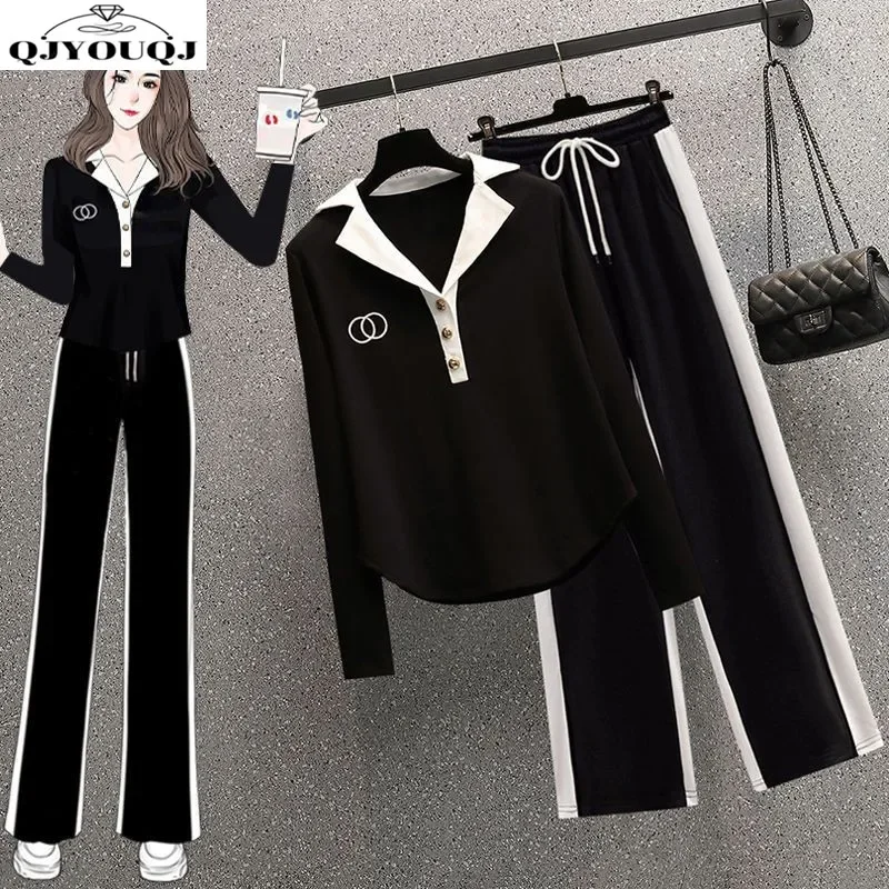 Women's Set Spring and Autumn Korean Edition Slimming Polo Collar Age Reducing Long Sleeved Top Casual Pants Two Piece Set
Women's Set Spring and Autumn Korean Edition Slimming Polo Collar Age Reducing Long Sleeved Top Casual Pants Two Piece Set