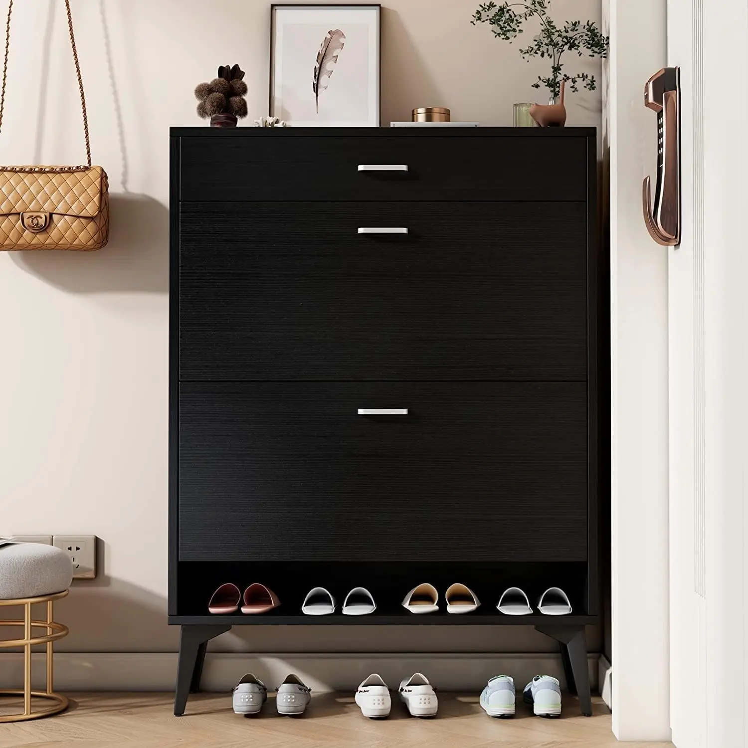 Shoe Cabinet For Entryway With 1 Slide Drawer & 2 Flip Drawers, Freestanding Shoe Ra Storage Organizer Cabinet(Black)
Shoe Cabinet For Entryway With 1 Slide Drawer & 2 Flip Drawers, Freestanding Shoe Ra Storage Organizer Cabinet(Black)