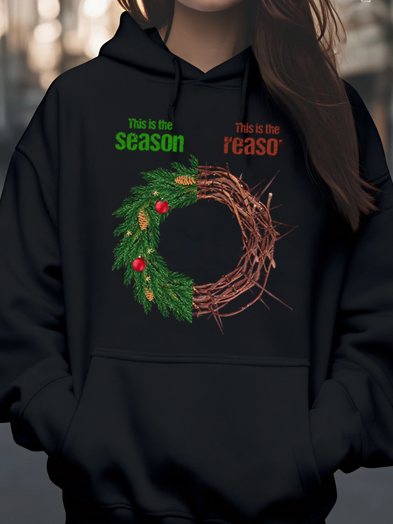 Рождественский венок и толстовка с текстовым принтом, праздничная сезонная одежда для женщин и мужчин
Рождественский венок и толстовка с текстовым принтом, праздничная сезонная одежда для женщин и мужчин