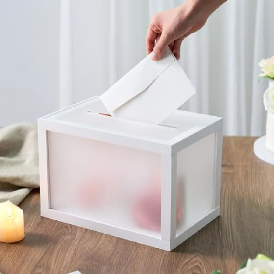 Frosted Wedding Card Box for Reception, 10.5x7x7 Money Envelope Box Holder for Graduation Honeymoon Fund, Gifts for Bridal Show
Frosted Wedding Card Box for Reception, 10.5x7x7 Money Envelope Box Holder for Graduation Honeymoon Fund, Gifts for Bridal Show