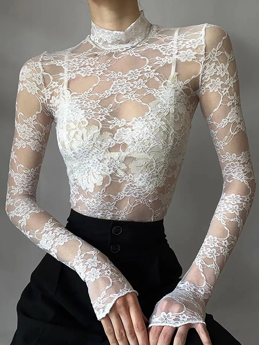 Women's 2023 Solid Color Temperament Sunscreen Slimming Tee Bottom Lace Perspective Long Sleeve Half High Neck T-shirt Top
Women's 2023 Solid Color Temperament Sunscreen Slimming Tee Bottom Lace Perspective Long Sleeve Half High Neck T-shirt Top
