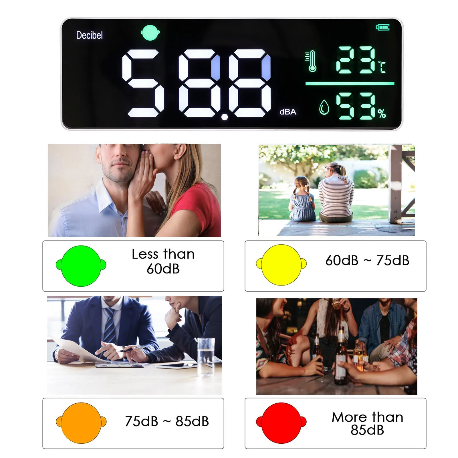 Настенный измеритель уровня звука, 11 дюймов, большой светодиодный экран, измеритель температуры и влажности для классной комнаты, измеритель децибел, измеритель шума
Настенный измеритель уровня звука, 11 дюймов, большой светодиодный экран, измеритель температуры и влажности для классной комнаты, измеритель децибел, измеритель шума