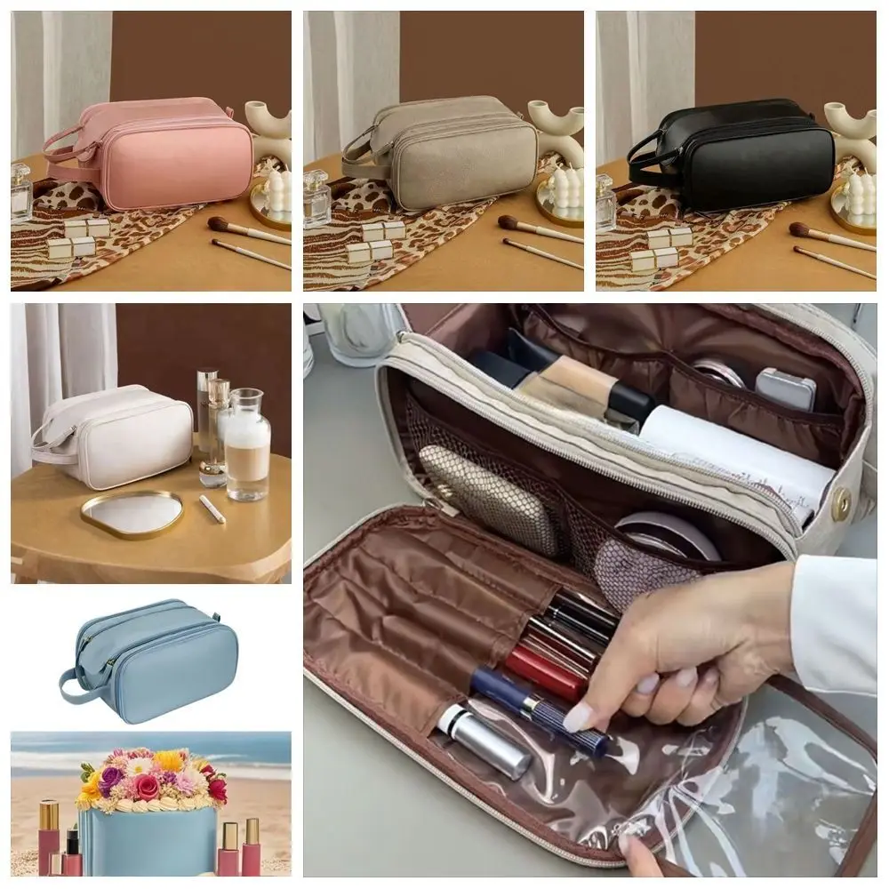 PU Leather Multifunctional Makeup Bag Double Zipper Large Capacity Portable Travel Bags Easy Access Multipocket Design
PU Leather Multifunctional Makeup Bag Double Zipper Large Capacity Portable Travel Bags Easy Access Multipocket Design