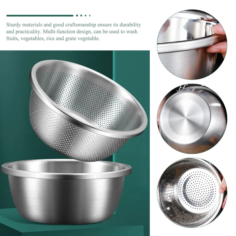 Stainless Steel Seasoning Basin 304 Multi-Function Strainer Bowl Kitchen Colander Fruit Vegetable Rice Fast Drainage Household
Stainless Steel Seasoning Basin 304 Multi-Function Strainer Bowl Kitchen Colander Fruit Vegetable Rice Fast Drainage Household
