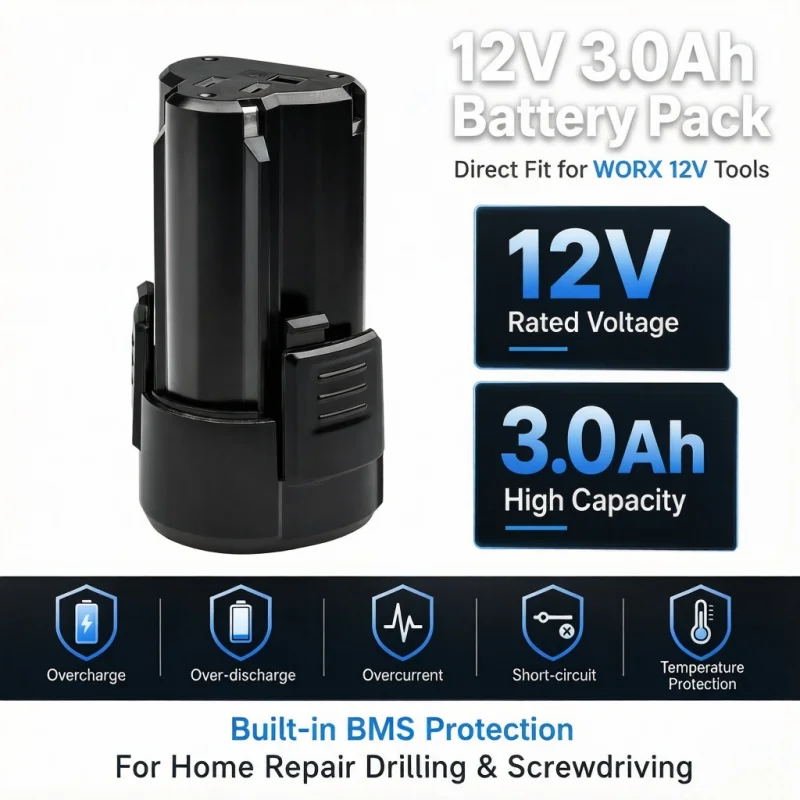 Replacement for WORX 12V 3.0Ah with built-in BMS anti impact shell suitable for drone endurance
Replacement for WORX 12V 3.0Ah with built-in BMS anti impact shell suitable for drone endurance