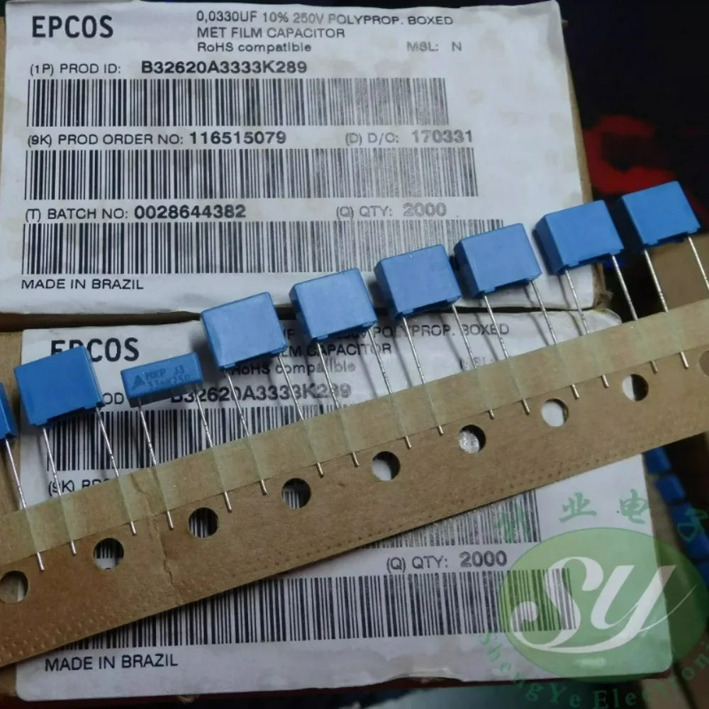 20pcs/lot EPCOS 0.033uf 250V 33nF 333 Brand New 7.5mm Film Capacitor B32620A3333K
20pcs/lot EPCOS 0.033uf 250V 33nF 333 Brand New 7.5mm Film Capacitor B32620A3333K
