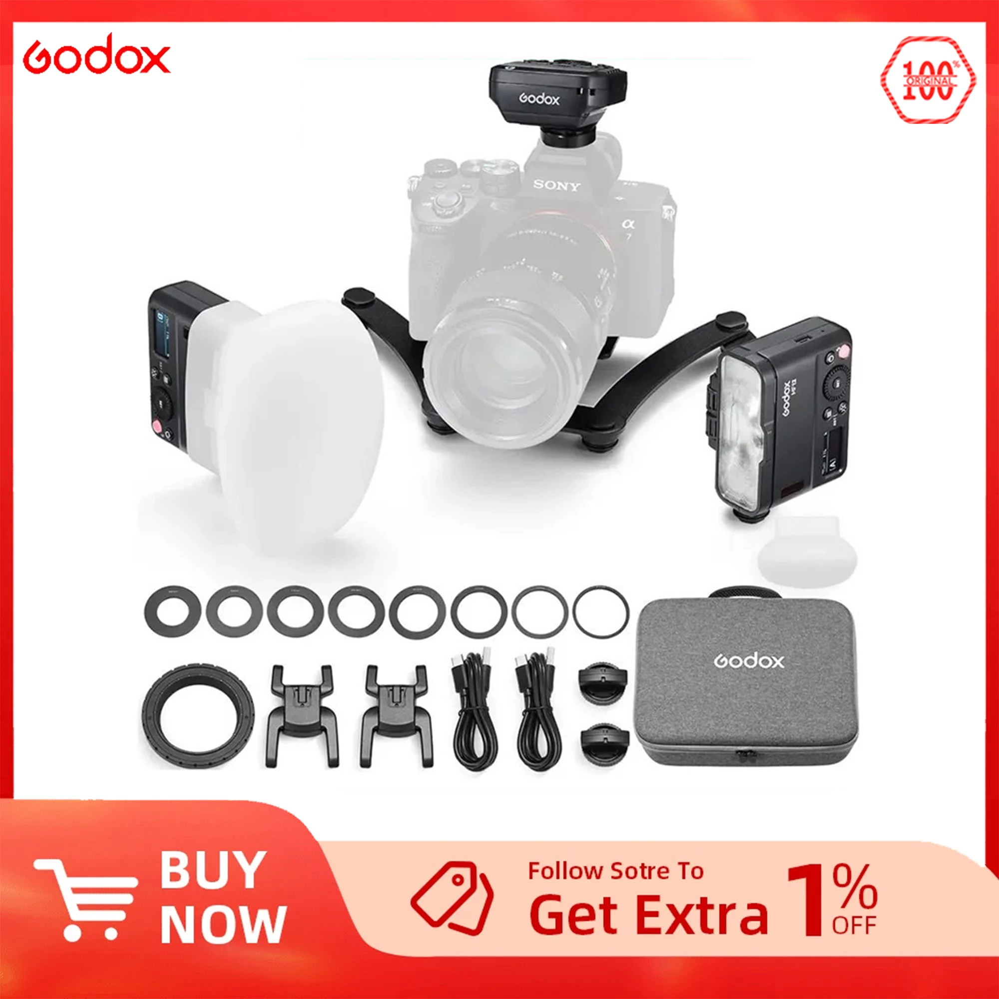 Godox MF12-DK1 MF12 Dental Flash System TTL Flash with 2.4 GHz Wireless Control Speedlight is for Sony A6400 A74 A7R5 and ZV-E10
Godox MF12-DK1 MF12 Dental Flash System TTL Flash with 2.4 GHz Wireless Control Speedlight is for Sony A6400 A74 A7R5 and ZV-E10