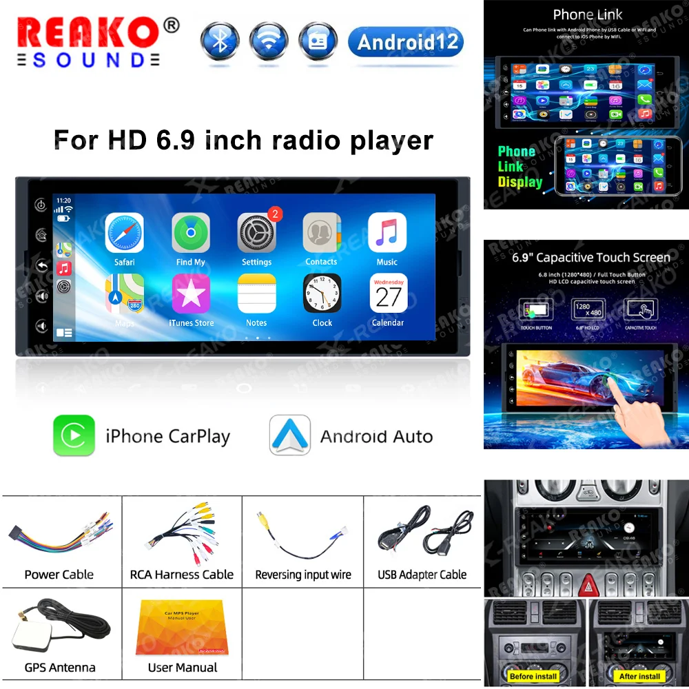 X-REAKO Universal Android 13 Car Radio Player 6.9 Inch 1 Din Touch Screen GPS FM BT Mirror Link Carplay Stereo Multimedia Player
X-REAKO Universal Android 13 Car Radio Player 6.9 Inch 1 Din Touch Screen GPS FM BT Mirror Link Carplay Stereo Multimedia Player