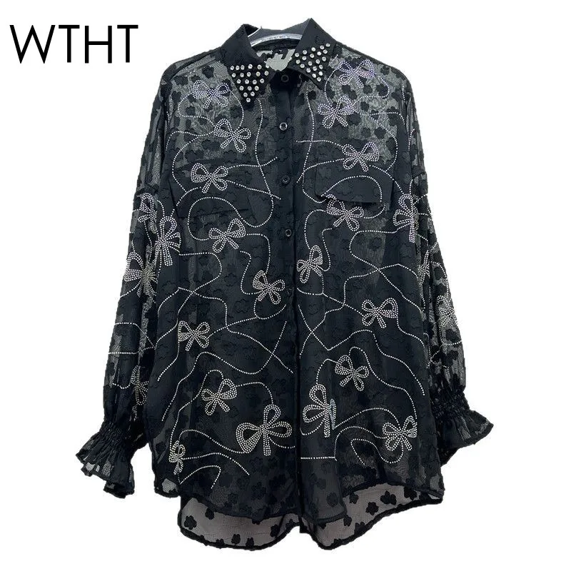WTHT Fashion Women's Heavy Industy Diamonds Bow Shirt New Trendy 2025 Summer Turn-down Collar Long Sleeves Blouse Female 1LS1411
WTHT Fashion Women's Heavy Industy Diamonds Bow Shirt New Trendy 2025 Summer Turn-down Collar Long Sleeves Blouse Female 1LS1411
