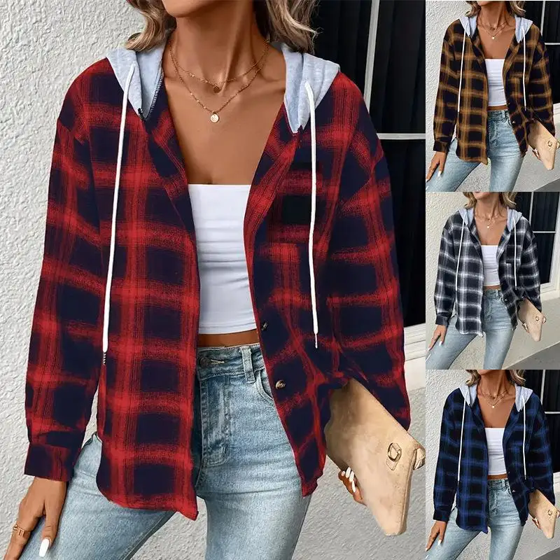 Women's Hooded Sweatshirt Shirt Jacket Casual Striped Long Sleeve Shirt with Hooded Outerwear Stylish And Comfortable for Winter
Women's Hooded Sweatshirt Shirt Jacket Casual Striped Long Sleeve Shirt with Hooded Outerwear Stylish And Comfortable for Winter