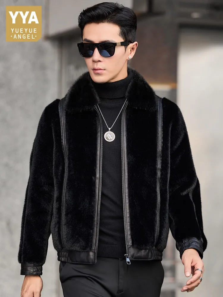 Мужская роскошная куртка из козьей кожи с искусственным мехом, толстая теплая, с воротником из меха норки, короткое зимнее пальто, черное, приталенное, на молнии
Мужская роскошная куртка из козьей кожи с искусственным мехом, толстая теплая, с воротником из меха норки, короткое зимнее пальто, черное, приталенное, на молнии