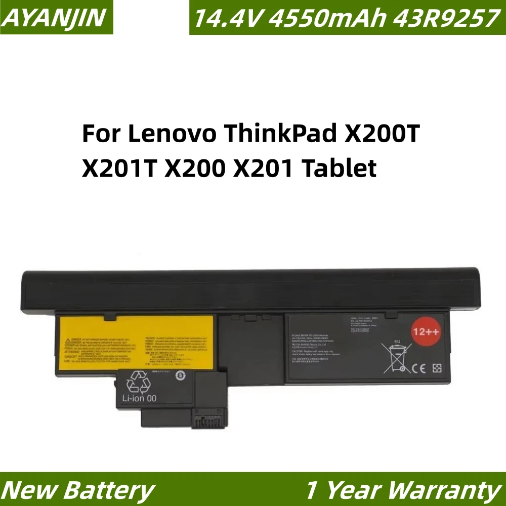 New 43R9257 14.4V 4550mAh Laptop Battery for Lenovo ThinkPad X200T X201T X200 X201 Tablet 12++ 42T4658
New 43R9257 14.4V 4550mAh Laptop Battery for Lenovo ThinkPad X200T X201T X200 X201 Tablet 12++ 42T4658
