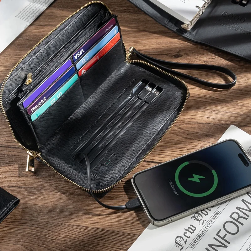 KAKAS Brand New Fashion Zipper Wallets Power Bank With Wireless Charge Christmas Gift Leather Billfold Wallet Anniversary Gifts
KAKAS Brand New Fashion Zipper Wallets Power Bank With Wireless Charge Christmas Gift Leather Billfold Wallet Anniversary Gifts