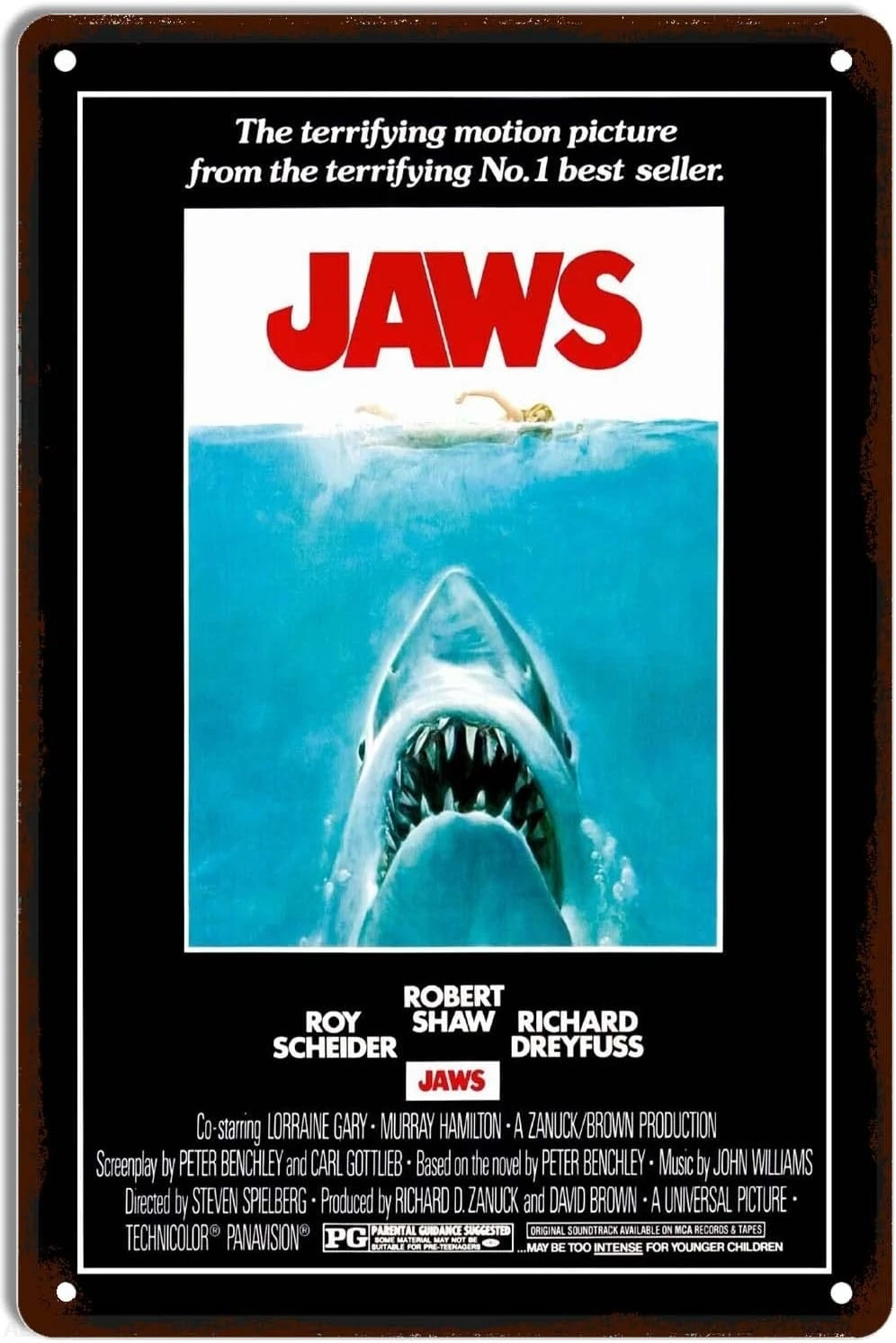 Плакат фильма JAWS, металлическая вывеска, винтажные жестяные вывески, настенный декор, украшение для дома, кухни, гаража, ретро-табличка 12x8 дюймов
Плакат фильма JAWS, металлическая вывеска, винтажные жестяные вывески, настенный декор, украшение для дома, кухни, гаража, ретро-табличка 12x8 дюймов