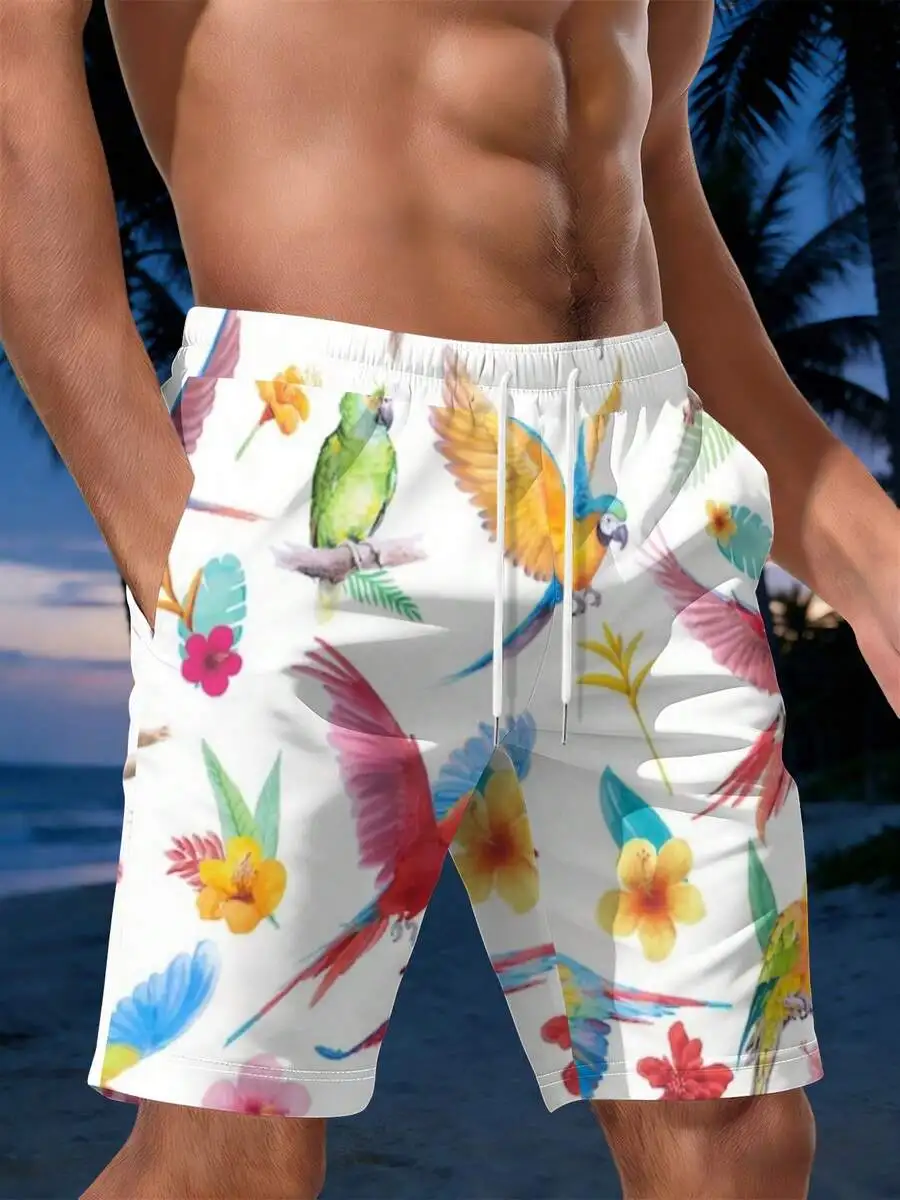 Mens Colorful Parrot Print Beach Shorts Tropical Summer Vacation Swim Trunks
Mens Colorful Parrot Print Beach Shorts Tropical Summer Vacation Swim Trunks