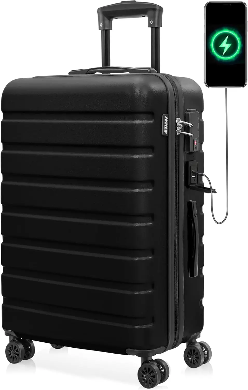 Lightweight Hardside ABS PC Suitcase with USB Port, TSA Lock, Wheels, Checked-Medium 24 Inch Black Luggage
Lightweight Hardside ABS PC Suitcase with USB Port, TSA Lock, Wheels, Checked-Medium 24 Inch Black Luggage