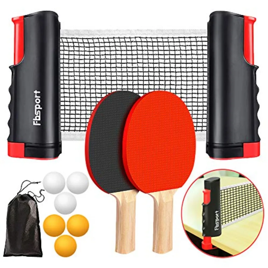 Ping Pong Paddle Set, Portable Table Tennis Set with Retractable Net, Rackets, Balls and Carry Bag for Indoor/Outdoor Games
Ping Pong Paddle Set, Portable Table Tennis Set with Retractable Net, Rackets, Balls and Carry Bag for Indoor/Outdoor Games