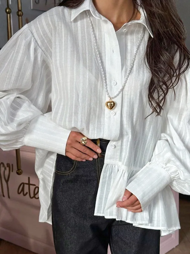 Women's Striped Patchwork Button up irt Casual Sle Long Sve Casual Wind Chinese Production Summer Collection
Women's Striped Patchwork Button up irt Casual Sle Long Sve Casual Wind Chinese Production Summer Collection