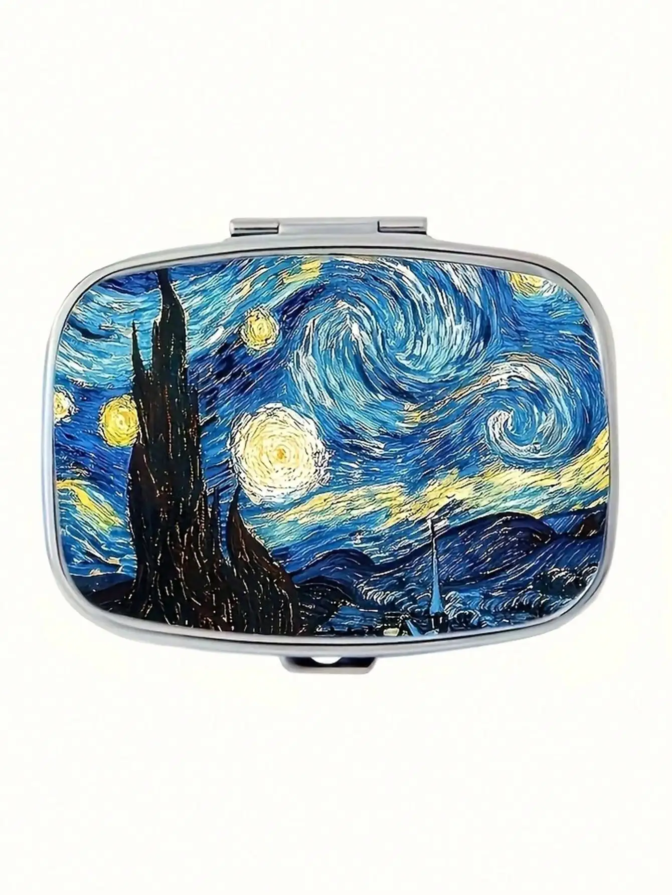 Starry Night Decorated Metal Pill Case With 2 Compartments - Portable Pocket/Wallet Medicati on Storage Box Unique Gift Idea
Starry Night Decorated Metal Pill Case With 2 Compartments - Portable Pocket/Wallet Medicati on Storage Box Unique Gift Idea