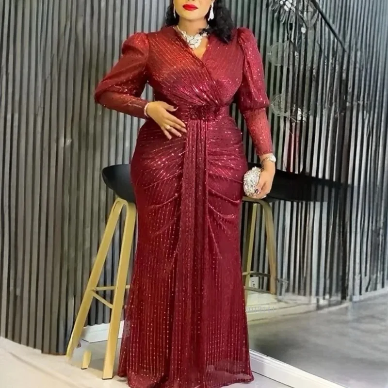 New African Dresses For Women Plus Size Turkey Dress V Neck Long Sleeves Mermaid Robe Wedding Party Dress Luxury Africa Clothing
New African Dresses For Women Plus Size Turkey Dress V Neck Long Sleeves Mermaid Robe Wedding Party Dress Luxury Africa Clothing