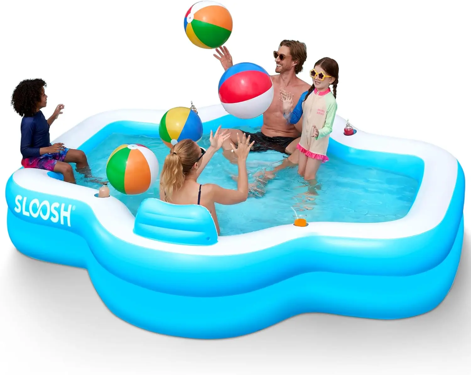 Inflatable Pool for Family with Seats, 120" x 101" x 26" Full-Sized Blow Up Durable Thickened Above Ground Pool with Backrest Cu
Inflatable Pool for Family with Seats, 120" x 101" x 26" Full-Sized Blow Up Durable Thickened Above Ground Pool with Backrest Cu