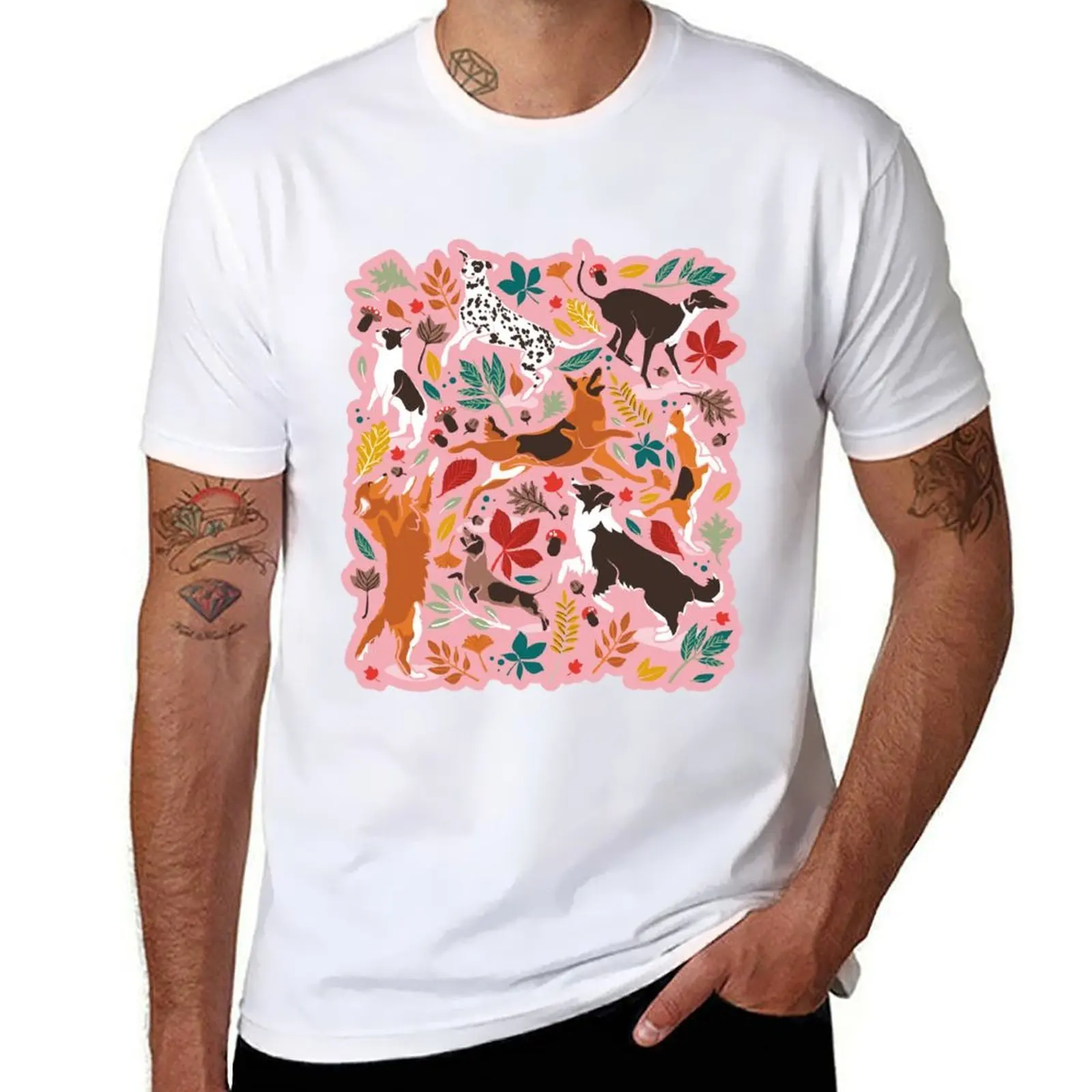 Autumn paw-fection // light pink background dogs jumping and dancing with many leaves in fall colors T-Shirt
Autumn paw-fection // light pink background dogs jumping and dancing with many leaves in fall colors T-Shirt