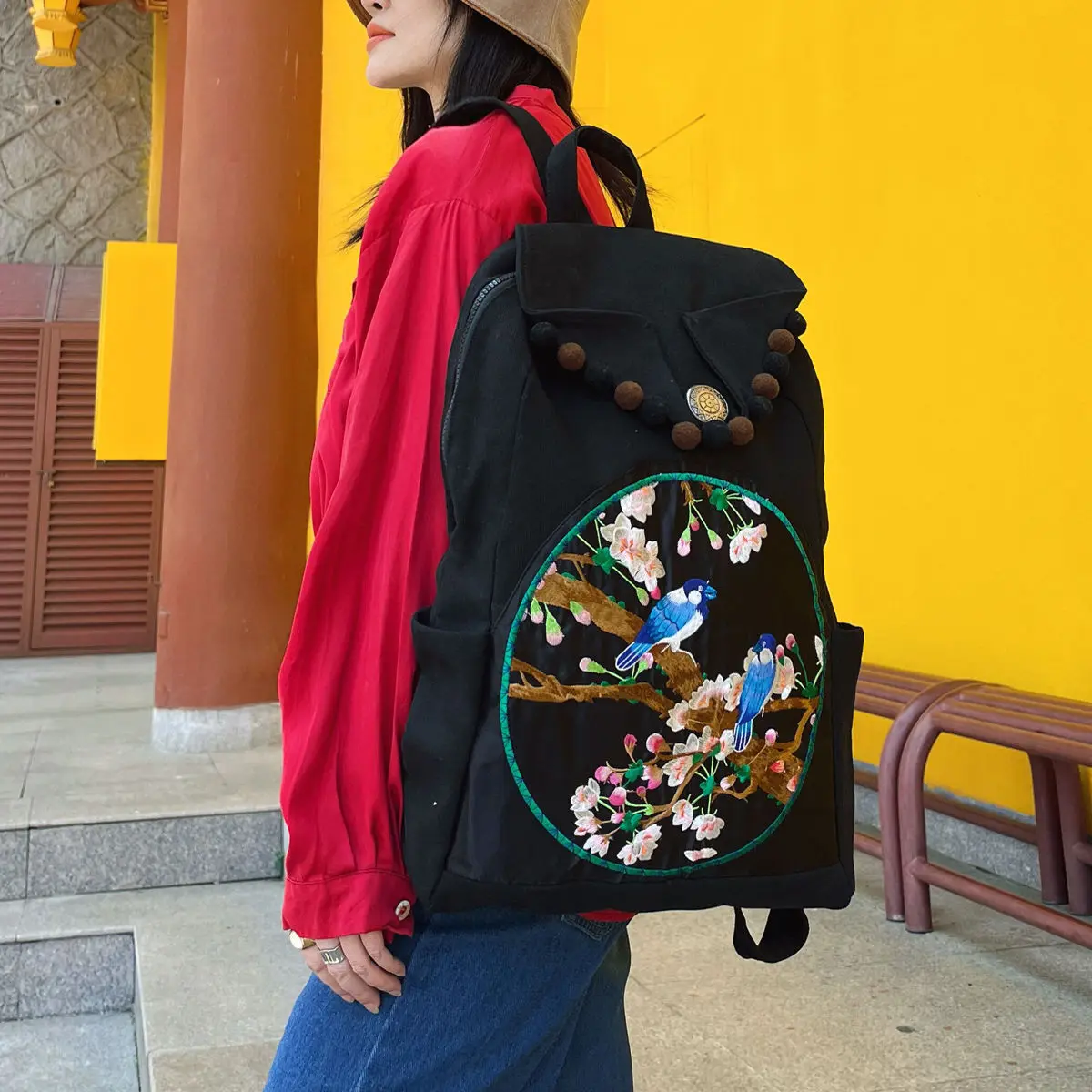 national style Chic literature Chinese embroidery bag double shoulder bag backpack large capacity school bag Hiking bag
national style Chic literature Chinese embroidery bag double shoulder bag backpack large capacity school bag Hiking bag