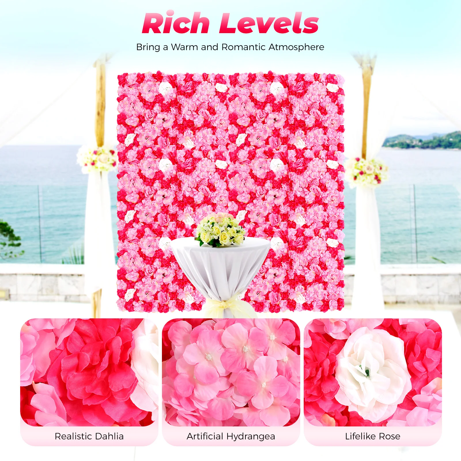 12PCS Decorative Backdrop, Flower Wall, Artificial Rose Red Deep Pink Dahlia Hydrangea Panels for Wedding Indoor Outdoor Decor
12PCS Decorative Backdrop, Flower Wall, Artificial Rose Red Deep Pink Dahlia Hydrangea Panels for Wedding Indoor Outdoor Decor