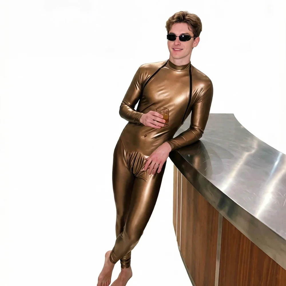 Sexy Men Zipper Open U Convex Pouch Bodysuit PU PVC Shiny Jumpsuit Punk Cosplay Elastic Tights Maid Leotard One Pieces Top
Sexy Men Zipper Open U Convex Pouch Bodysuit PU PVC Shiny Jumpsuit Punk Cosplay Elastic Tights Maid Leotard One Pieces Top
