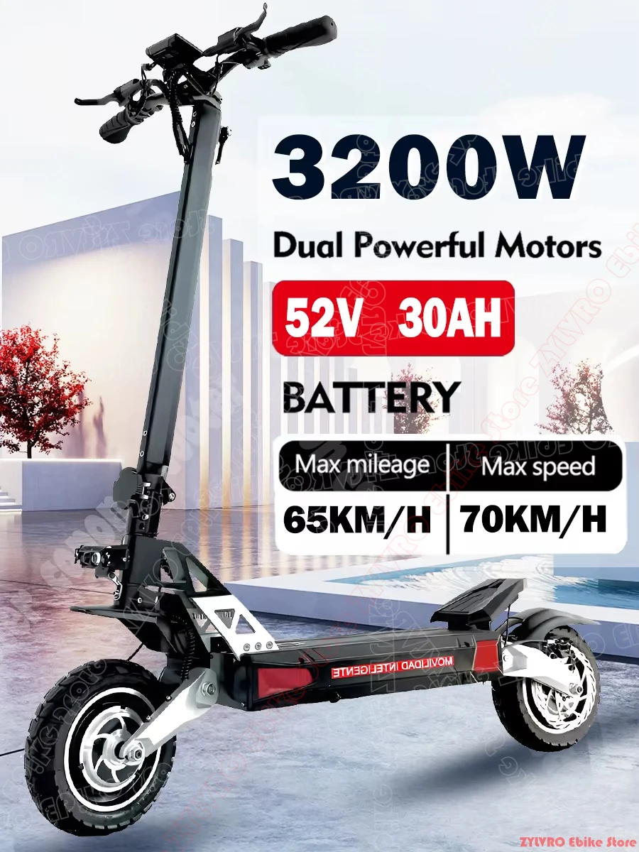 New EU-Complant EM8 MAX 3200W dual-motor 52V 30Ah electric scooter Maximum speed: 70 km/h Range: 60km Foldable electric scooter
New EU-Complant EM8 MAX 3200W dual-motor 52V 30Ah electric scooter Maximum speed: 70 km/h Range: 60km Foldable electric scooter