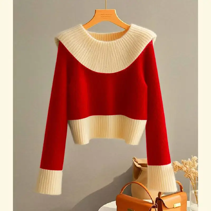 Vintage Patchwork New Turn-down Collar Design 2024 Autumn Winter Knitted Sweater Women Loose Long Sleeve Base Sweater Jumper Top
Vintage Patchwork New Turn-down Collar Design 2024 Autumn Winter Knitted Sweater Women Loose Long Sleeve Base Sweater Jumper Top