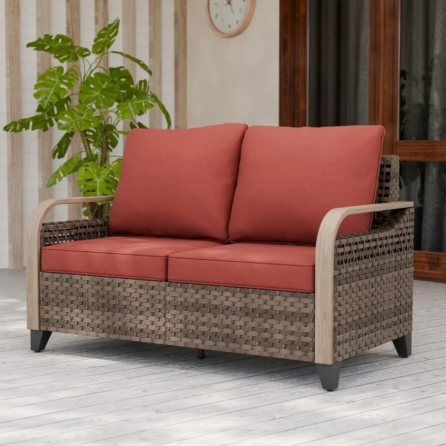 Современный плетеный диван для патио на открытом воздухе с дизайном из ротанга для заднего двора, крыльца, балкона, 2-местный двухместный диван коричневого, красного цвета, прочный
Современный плетеный диван для патио на открытом воздухе с дизайном из ротанга для заднего двора, крыльца, балкона, 2-местный двухместный диван коричневого, красного цвета, прочный