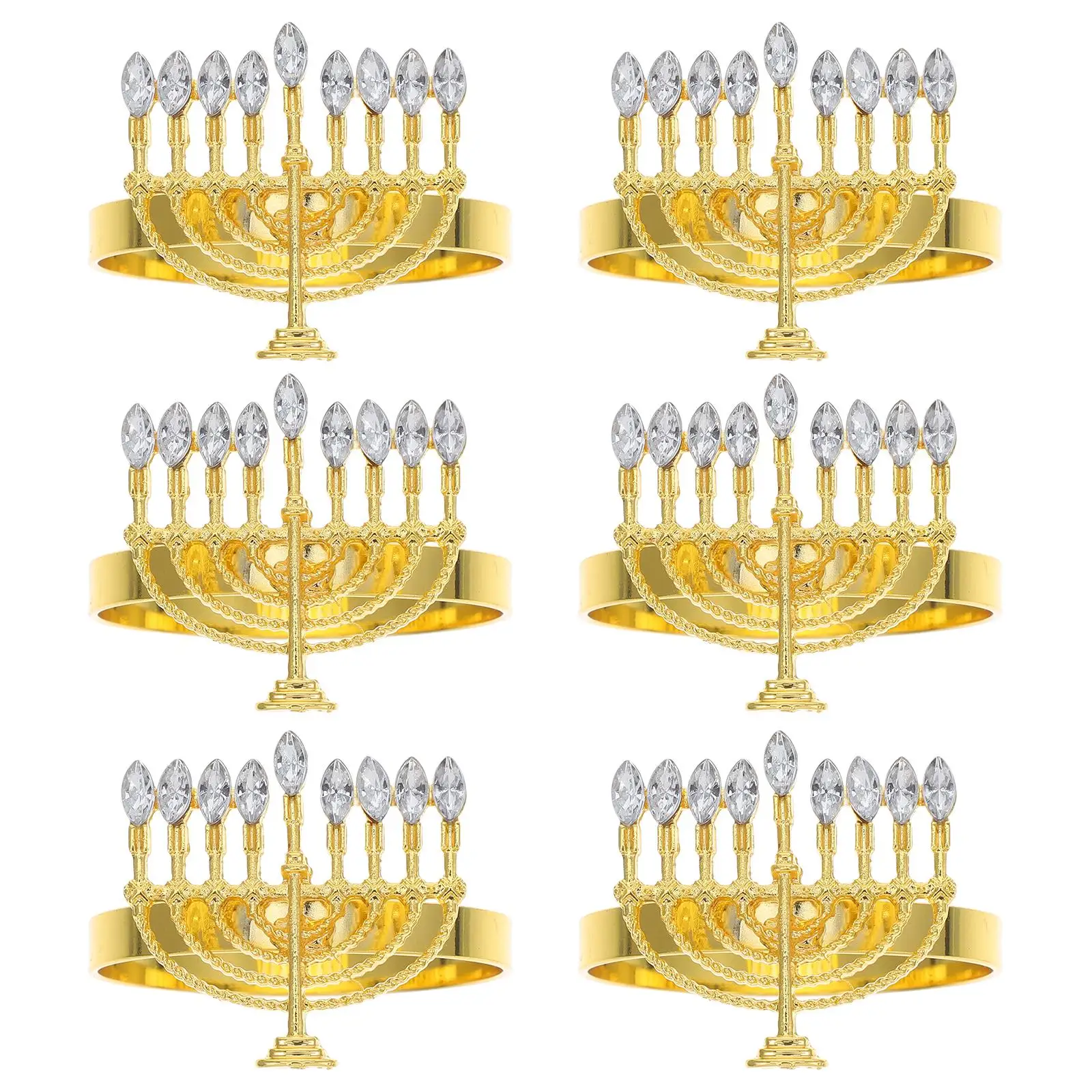 6 Pcs Napkin Rings Elegant Metal Hanukkah Menorah Shaped Serviette Buckles for Restaurant Hotel Decor Reusable
6 Pcs Napkin Rings Elegant Metal Hanukkah Menorah Shaped Serviette Buckles for Restaurant Hotel Decor Reusable