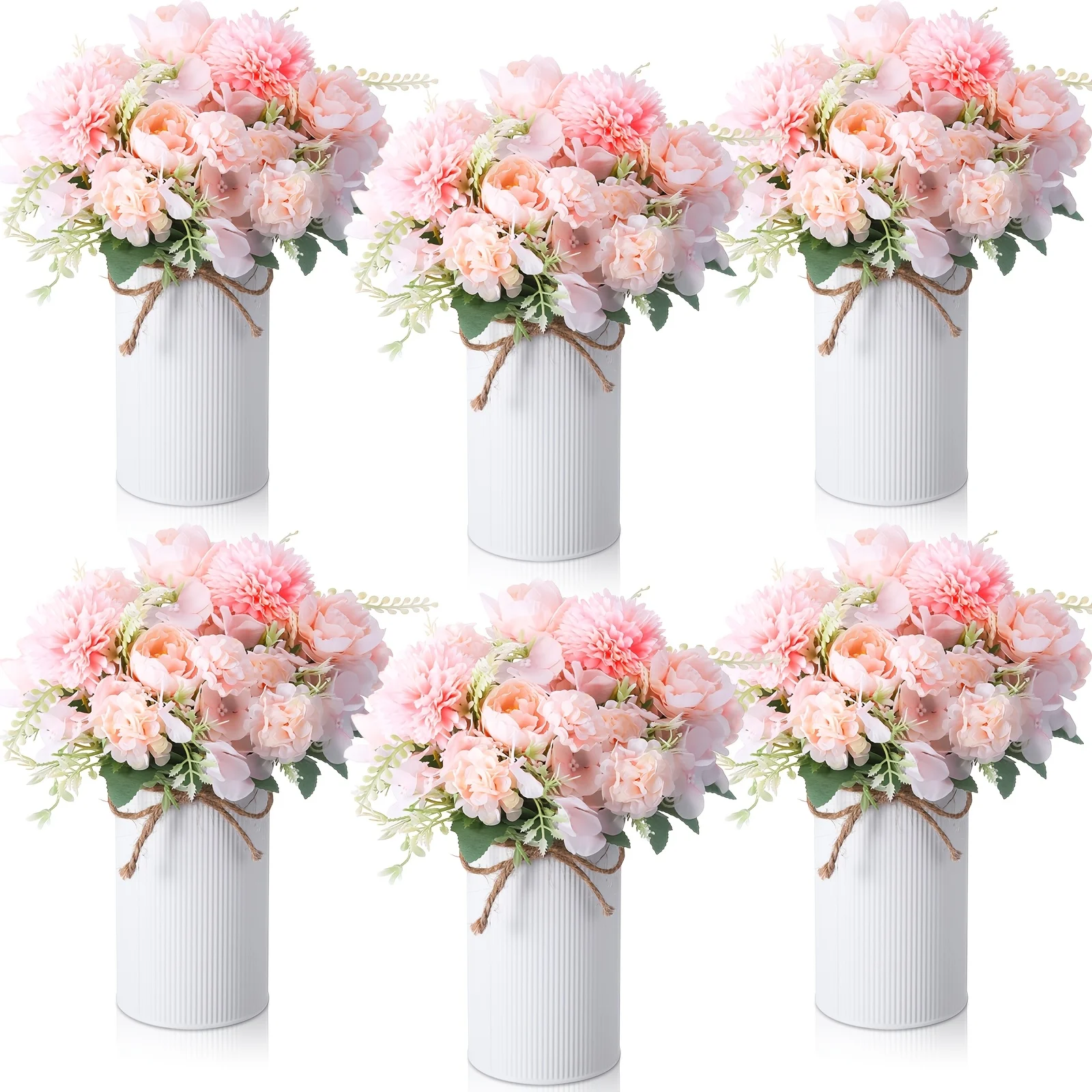 6pcs Realistic Artificial Rose Bouquet with Vase - Wedding Centerpieces Suitable for Weddings, Bridal Showers, Valentine' Day - Light Pink Faux Flowers, Plastic Roses for Table Decor, Home Dining, & Parties (No Maintenance)
6pcs Realistic Artificial Rose Bouquet with Vase - Wedding Centerpieces Suitable for Weddings, Bridal Showers, Valentine' Day - Light Pink Faux Flowers, Plastic Roses for Table Decor, Home Dining, & Parties (No Maintenance)