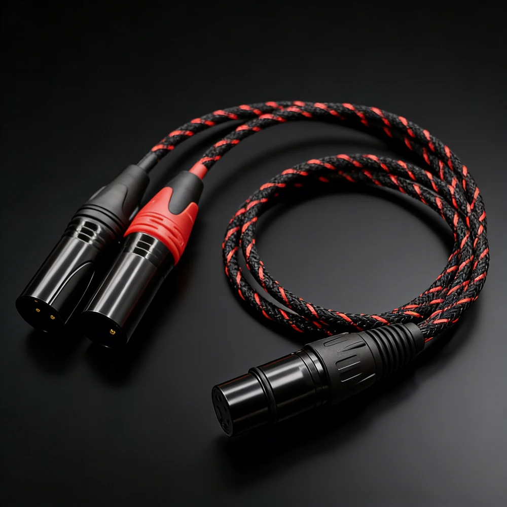 Fever-grade imported 5-pin to 3-pin XLR cable (female 5-pin to dual 3-pin male) for microphone connections
Fever-grade imported 5-pin to 3-pin XLR cable (female 5-pin to dual 3-pin male) for microphone connections