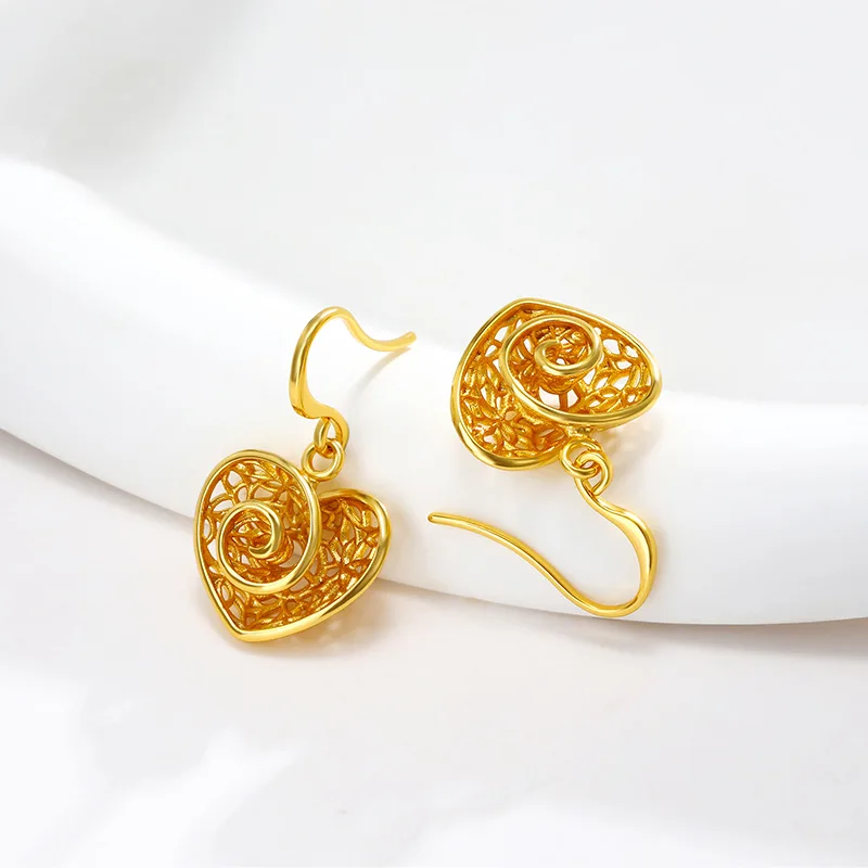 Luxury 24K 9999 Pure Gold real gold Women's Rose Heart-shaped Earrings Ear Hook
Luxury 24K 9999 Pure Gold real gold Women's Rose Heart-shaped Earrings Ear Hook