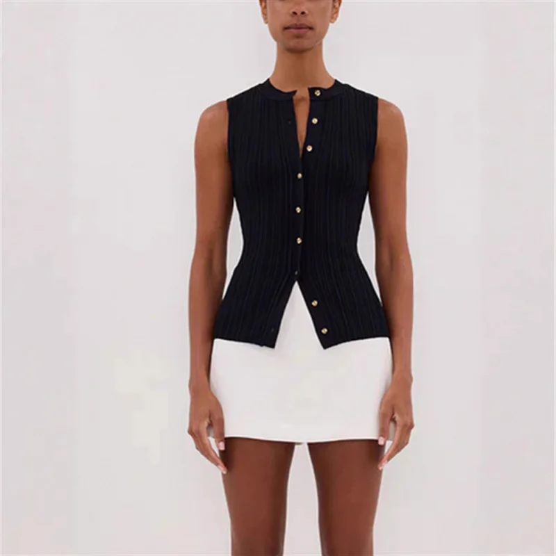Летний женский жилет, кардиган в европейском и американском стиле, вязаный топ в рубчик
Летний женский жилет, кардиган в европейском и американском стиле, вязаный топ в рубчик