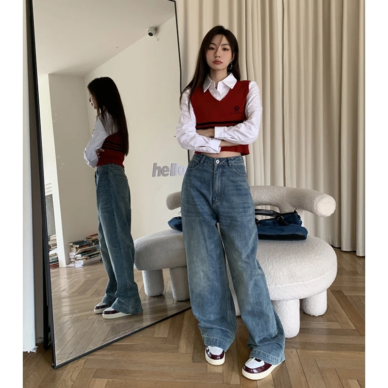 Vintage Blue High Waist Women Jeans American Fashion Streetwear Wide Leg Jean Female Bottoms Denim Trouser Baggy Denim Pants
Vintage Blue High Waist Women Jeans American Fashion Streetwear Wide Leg Jean Female Bottoms Denim Trouser Baggy Denim Pants