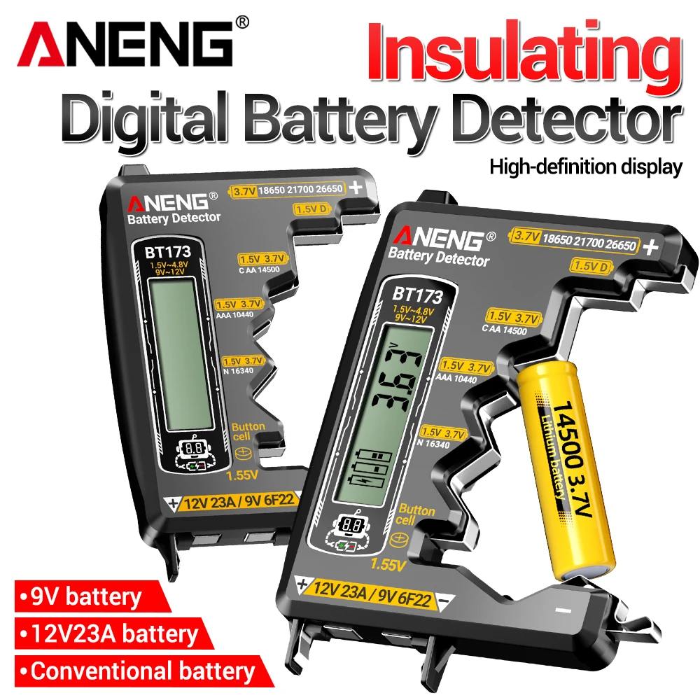 Universal Battery Tester BT173 Portable Two detectionin terfaces Battery Test C D AA AAA N 9V Cell Button Meter Tester Tools
Universal Battery Tester BT173 Portable Two detectionin terfaces Battery Test C D AA AAA N 9V Cell Button Meter Tester Tools